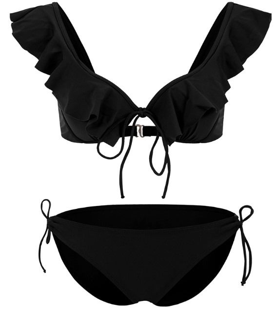 Sexy Black Bikini With Frills Bnib Women S Fashion Swimwear Bikinis Swimsuits On Carousell