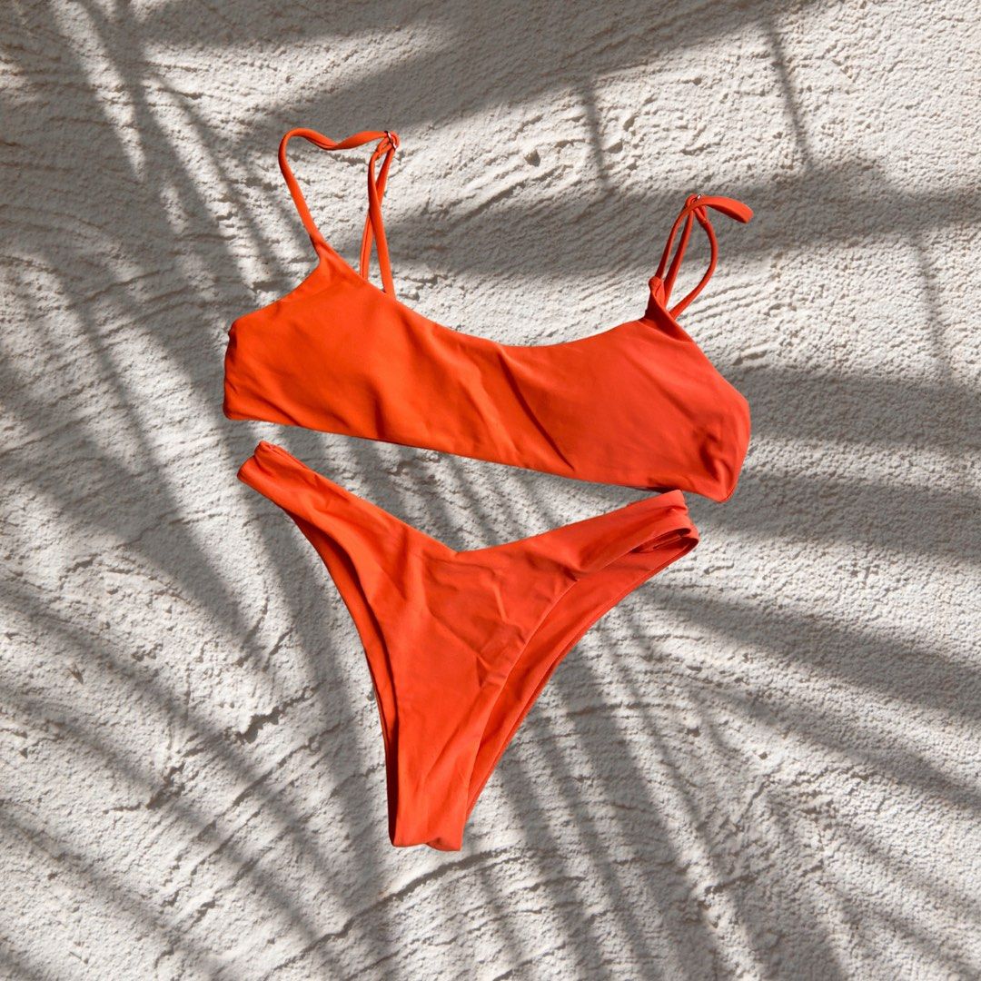 Shein Neon Orange Bikini On Carousell