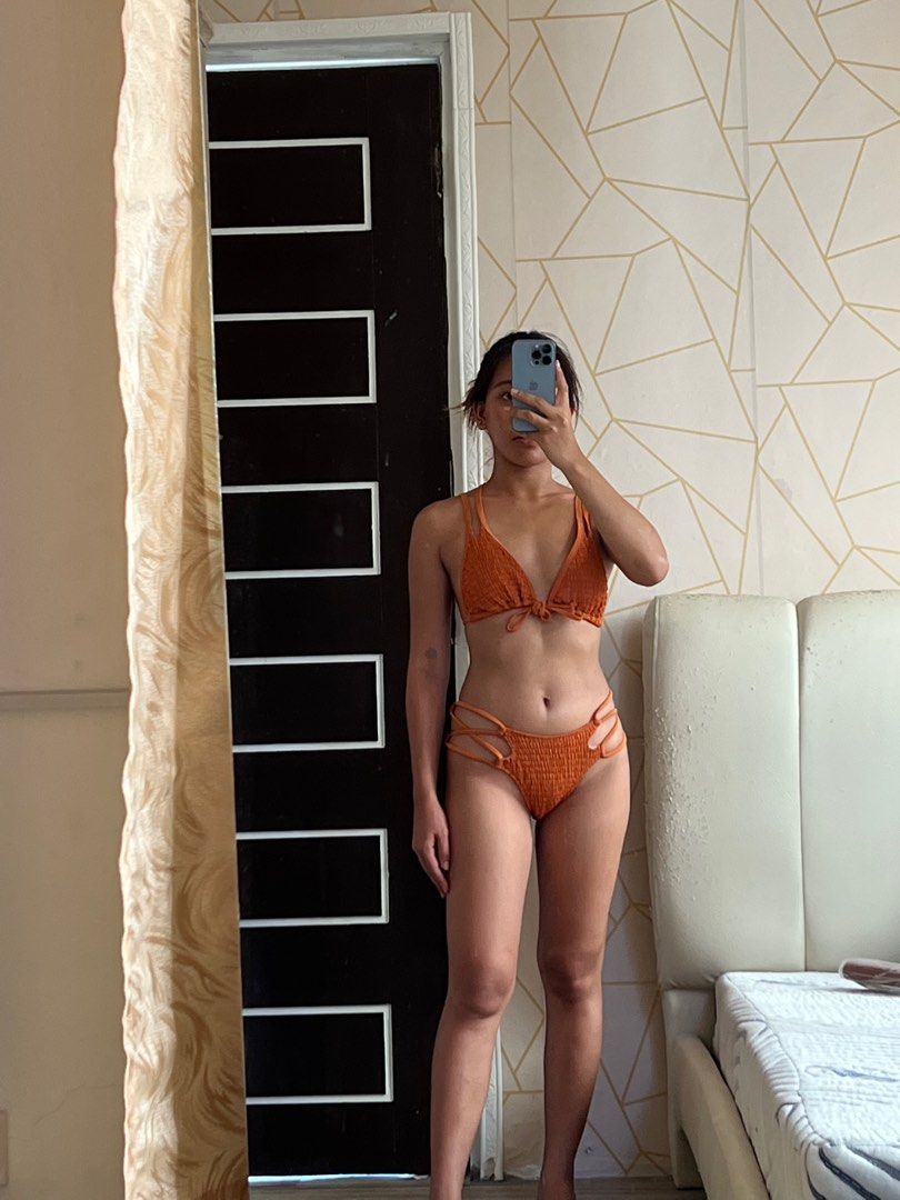 Smocked Triangle Bikini Swimsuit With Freebie On Carousell