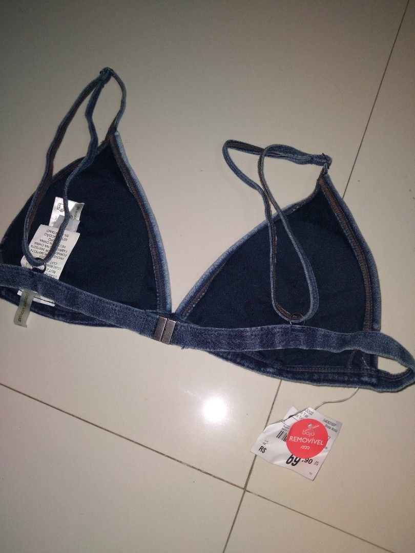 Bossa Nossa Denim Style Padded And Adjustable Bikini Top On Carousell