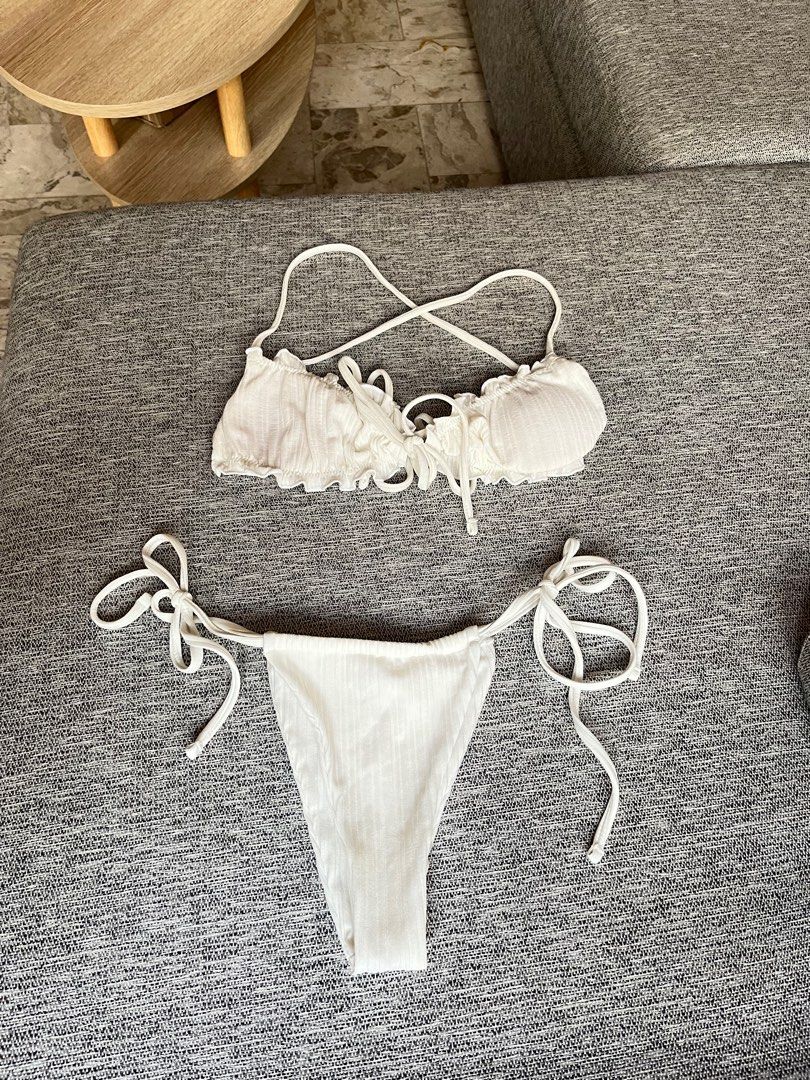 White Bikini Two Piece Swimsuit Women S Fashion Swimwear Bikinis