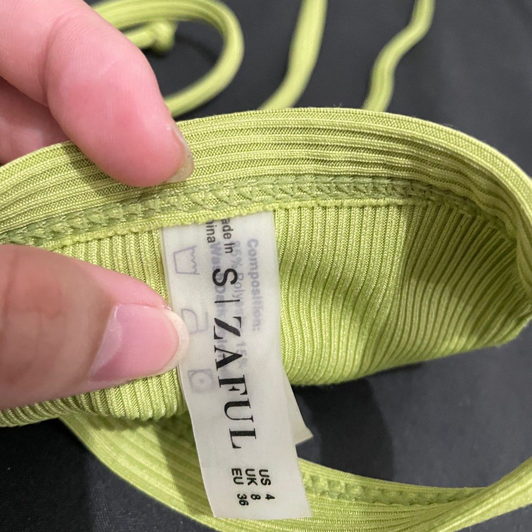 Zaful Avocado Green String Bikini Swimsuit Swimwear On Carousell