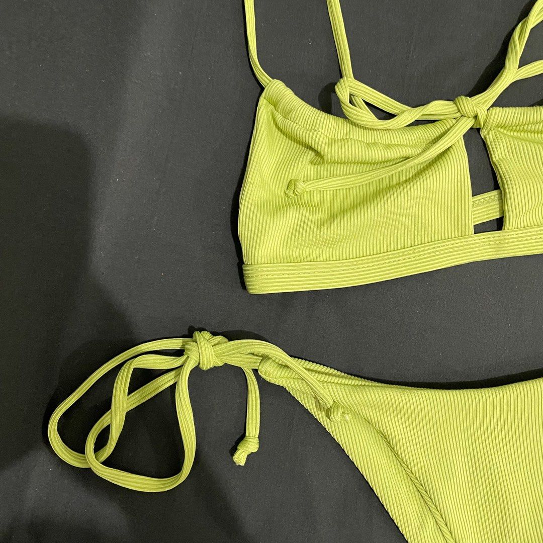 Zaful Avocado Green String Bikini Swimsuit Swimwear On Carousell