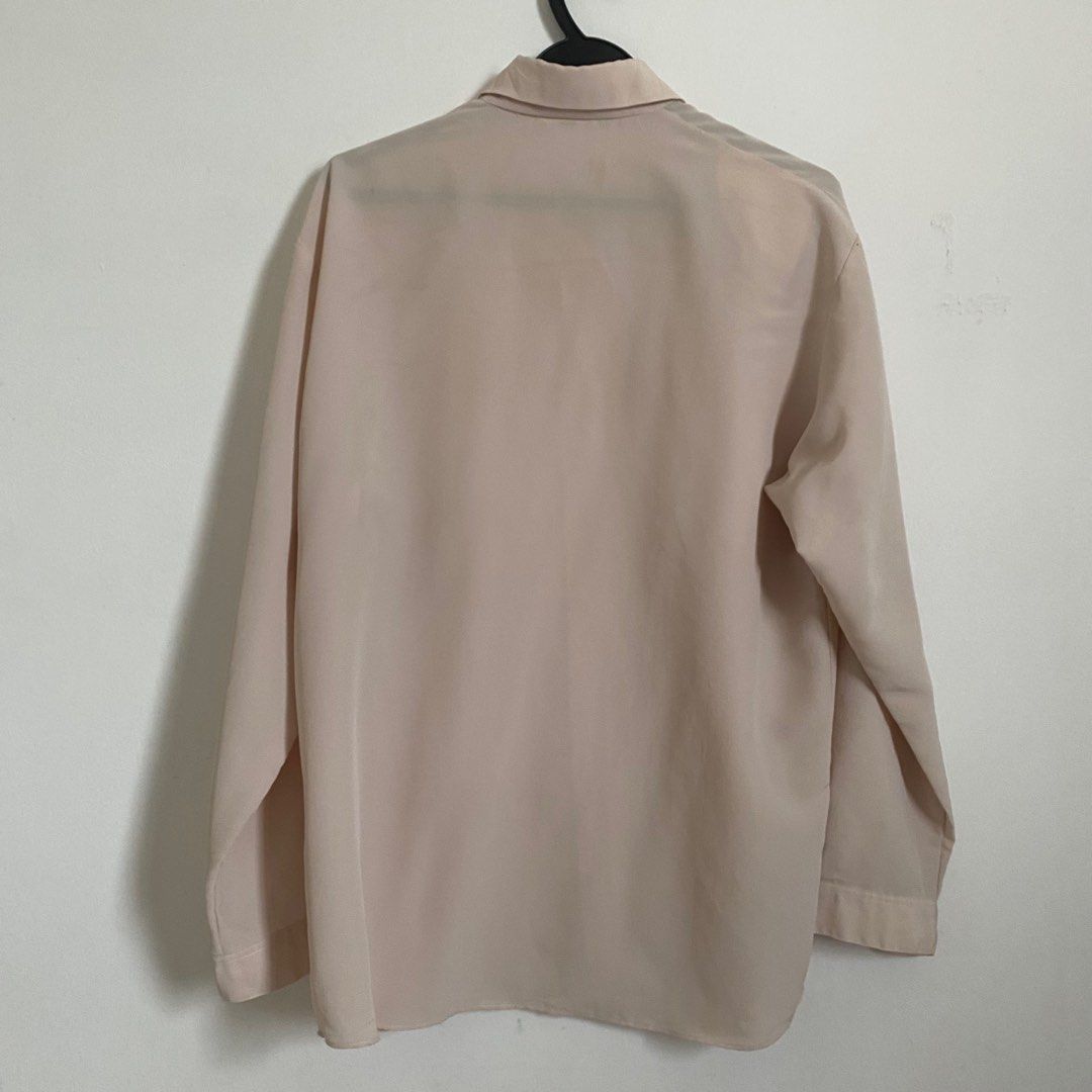 Chiffon Kemeja Nude Colour Women S Fashion Tops Blouses On Carousell
