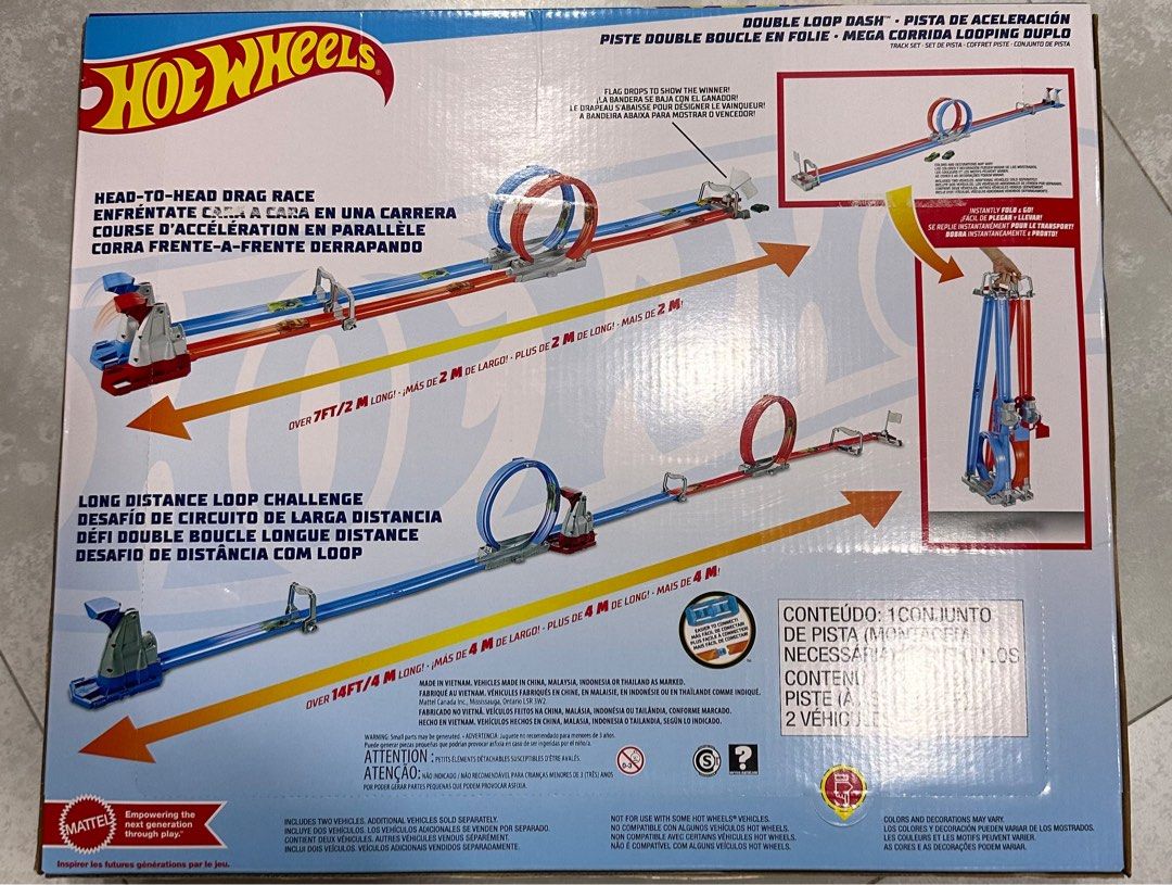 Mattel Hot Wheels Double Loop Dual Dash Track Set With Vehicles Hobbies Toys Toys Games