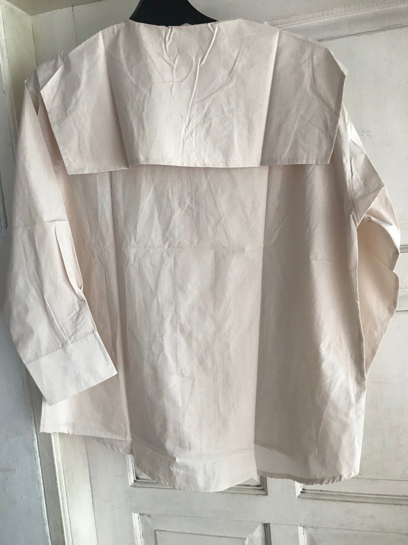 Kemeja Beige Coklat Nude Sailor Collar Shirt Pelautbstyle Keren Nahkoda