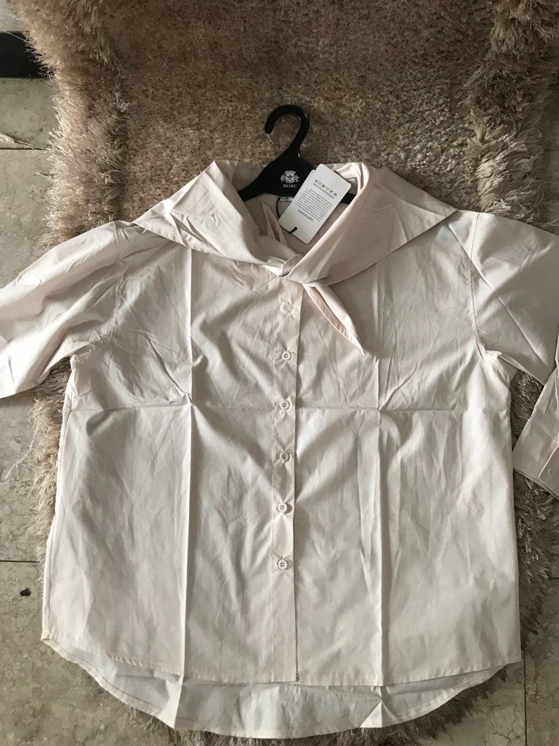 Kemeja Beige Coklat Nude Sailor Collar Shirt Pelautbstyle Keren Nahkoda