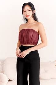 Maeve Mesh Top In Maroon X Nude White X Nude Women S Fashion Tops Sleeveless On Carousell