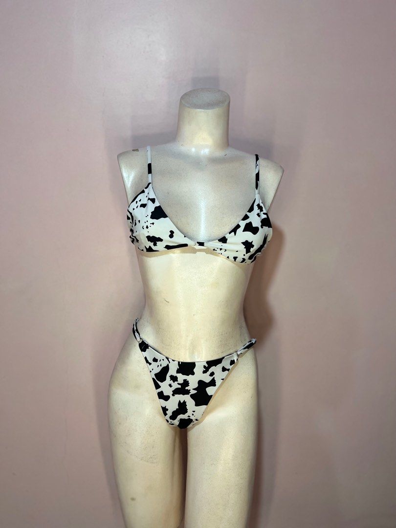Romwe Cow Print Bikini Set On Carousell