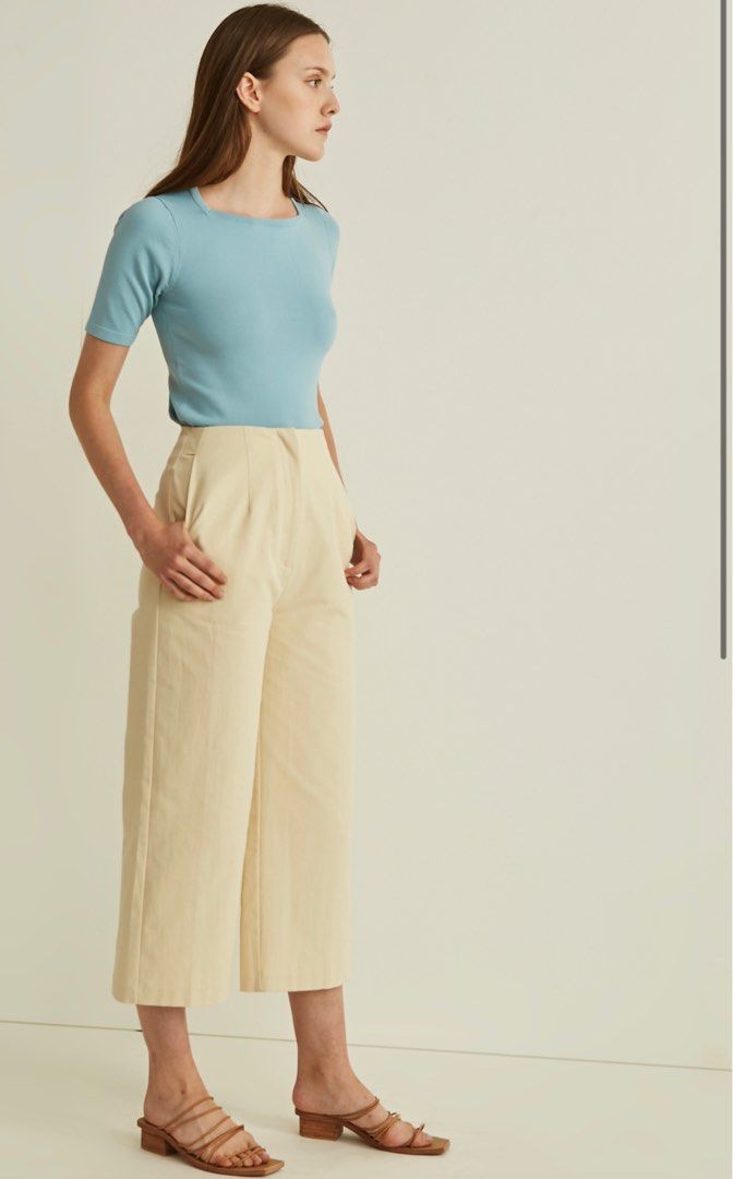 OSN Cotton High Waisted Culottes Nude Women S Fashion Bottoms