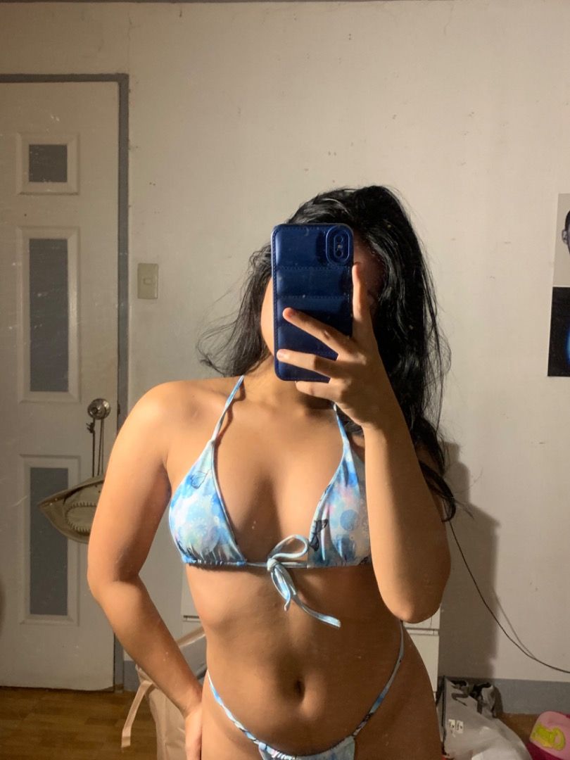 Front Tie Y K Butterfly Cheeky Bikini Blue Women S Fashion Swimwear