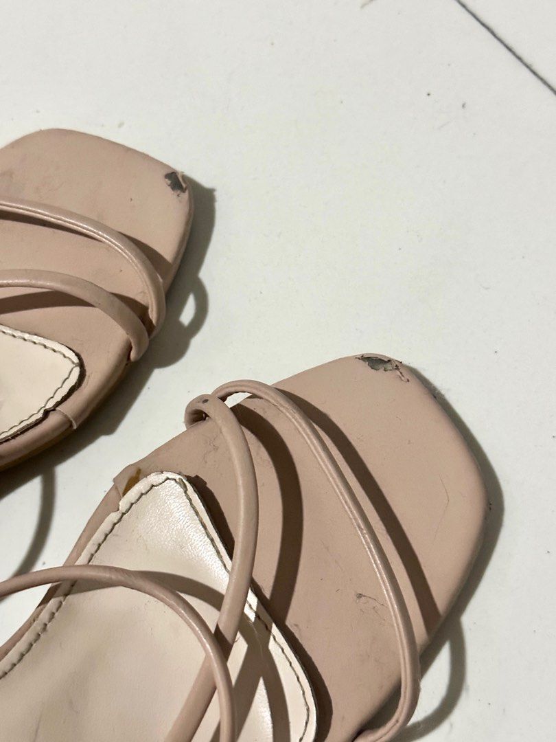 Nude Pink Block Heels Women S Fashion Footwear Heels On Carousell