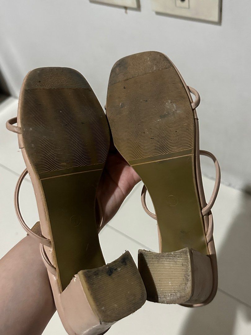 Nude Pink Block Heels Women S Fashion Footwear Heels On Carousell