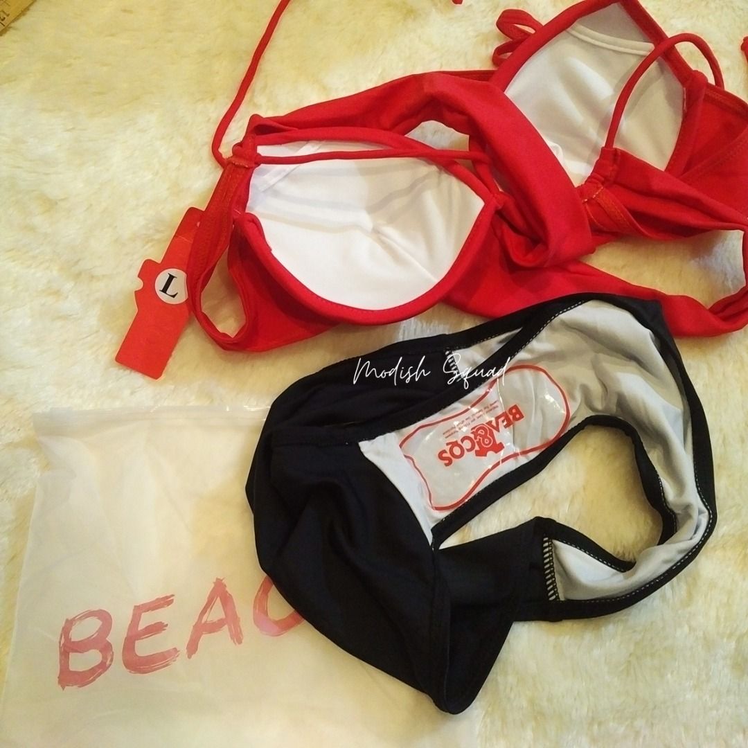 Bnew Thick Push Up Pads Bikini Set Classy Bikini Red Bikini Top Black Bikini Bottom Halter