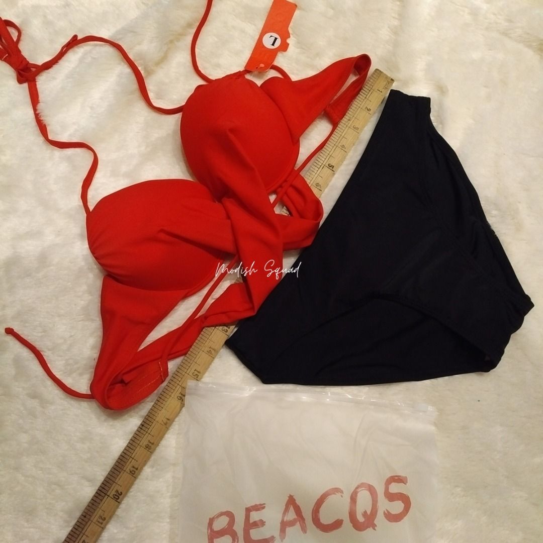 Bnew Thick Push Up Pads Bikini Set Classy Bikini Red Bikini Top Black Bikini Bottom Halter