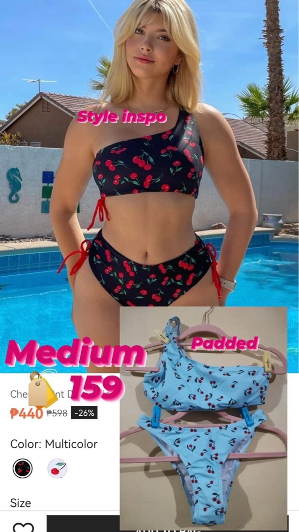 One Sided Cherry Bikini Women S Fashion Swimwear Bikinis Swimsuits