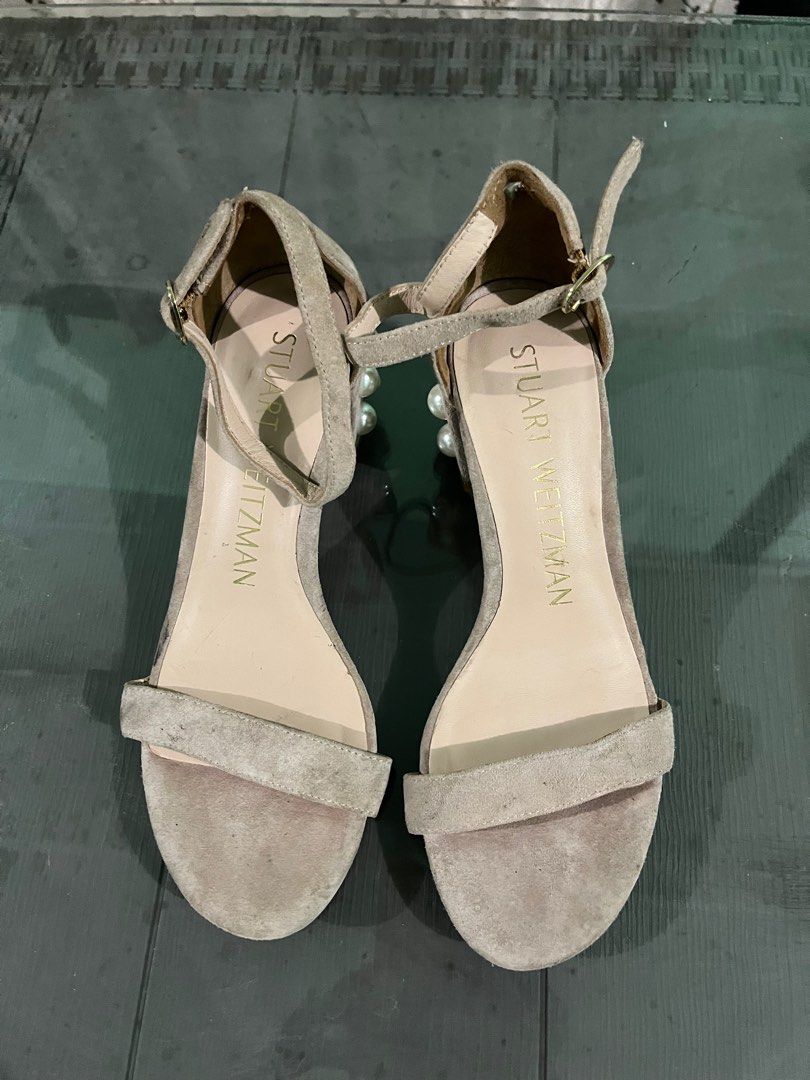 Stuart Weitzman Nude Simple Pearl Block Heel Luxury Sneakers Footwear On Carousell