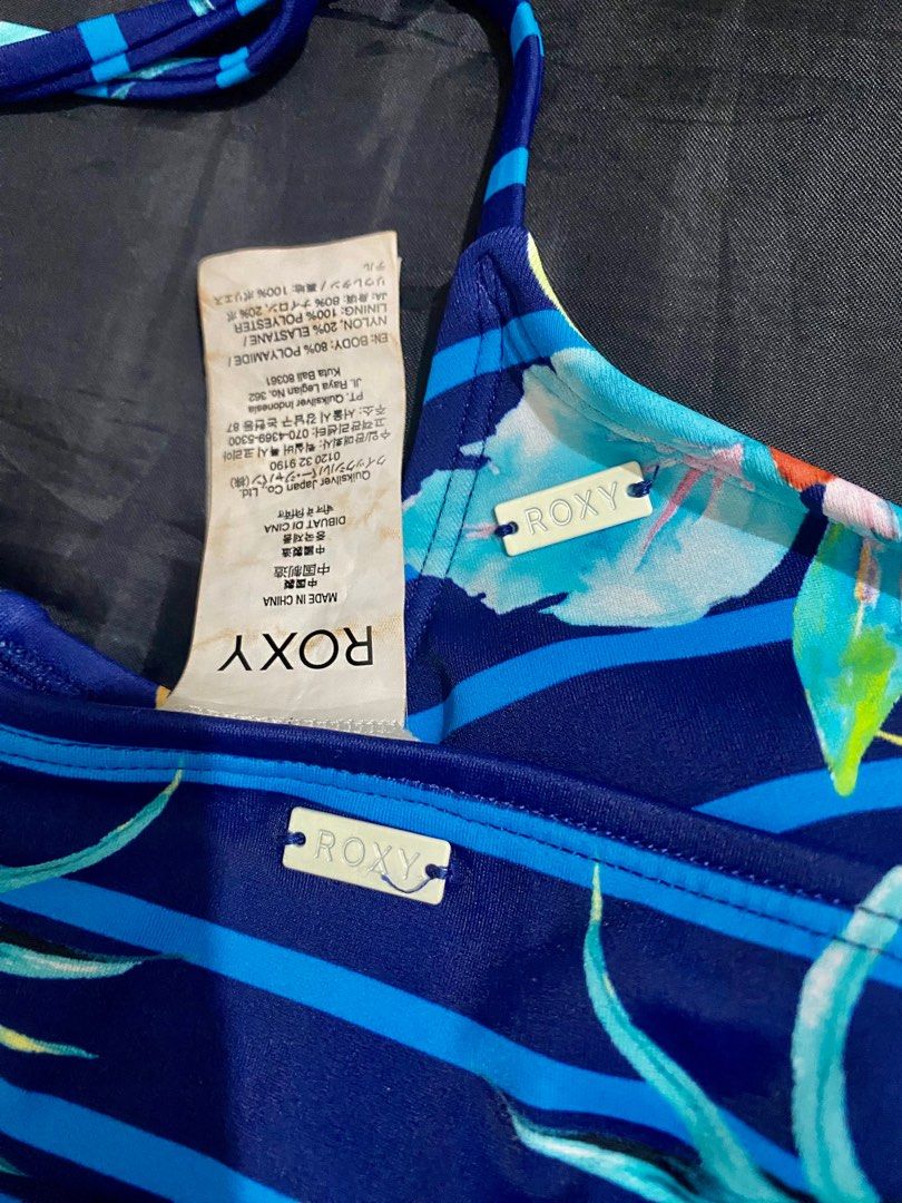 Roxy Bikini Set Blue Summer Beach Bali Fesyen Wanita Pakaian Wanita Lainnya Di Carousell