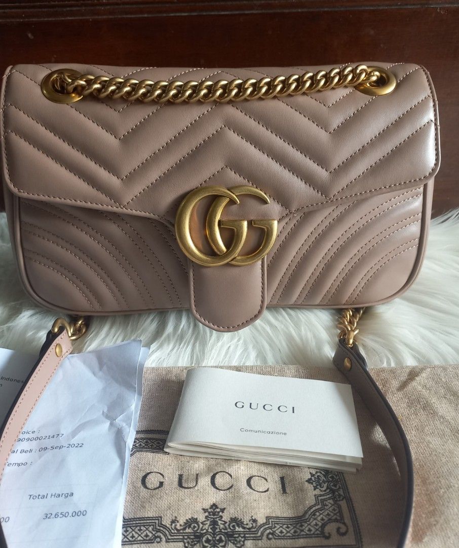 Gucci Marmont Small Nude With Db Booklet N Invoice Udah Model