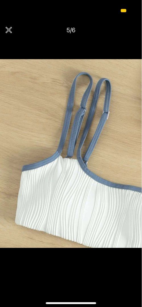 White Blue Toga Bikini Set Bnib Women S Fashion Swimwear Bikinis Swimsuits On Carousell