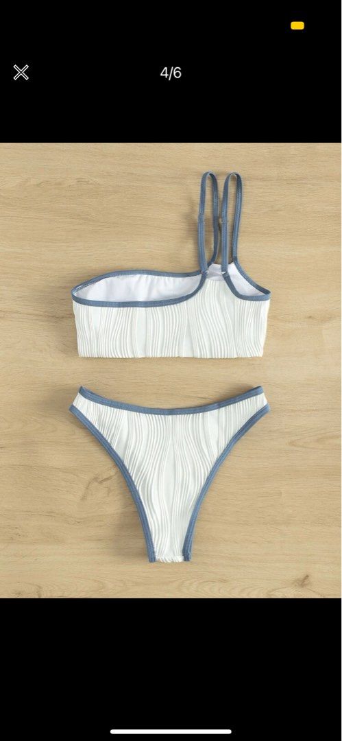 White Blue Toga Bikini Set Bnib Women S Fashion Swimwear Bikinis Swimsuits On Carousell