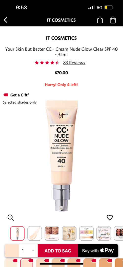 It Cosmetics Cc Nude Glow Fair Light Beauty Personal Care Face
