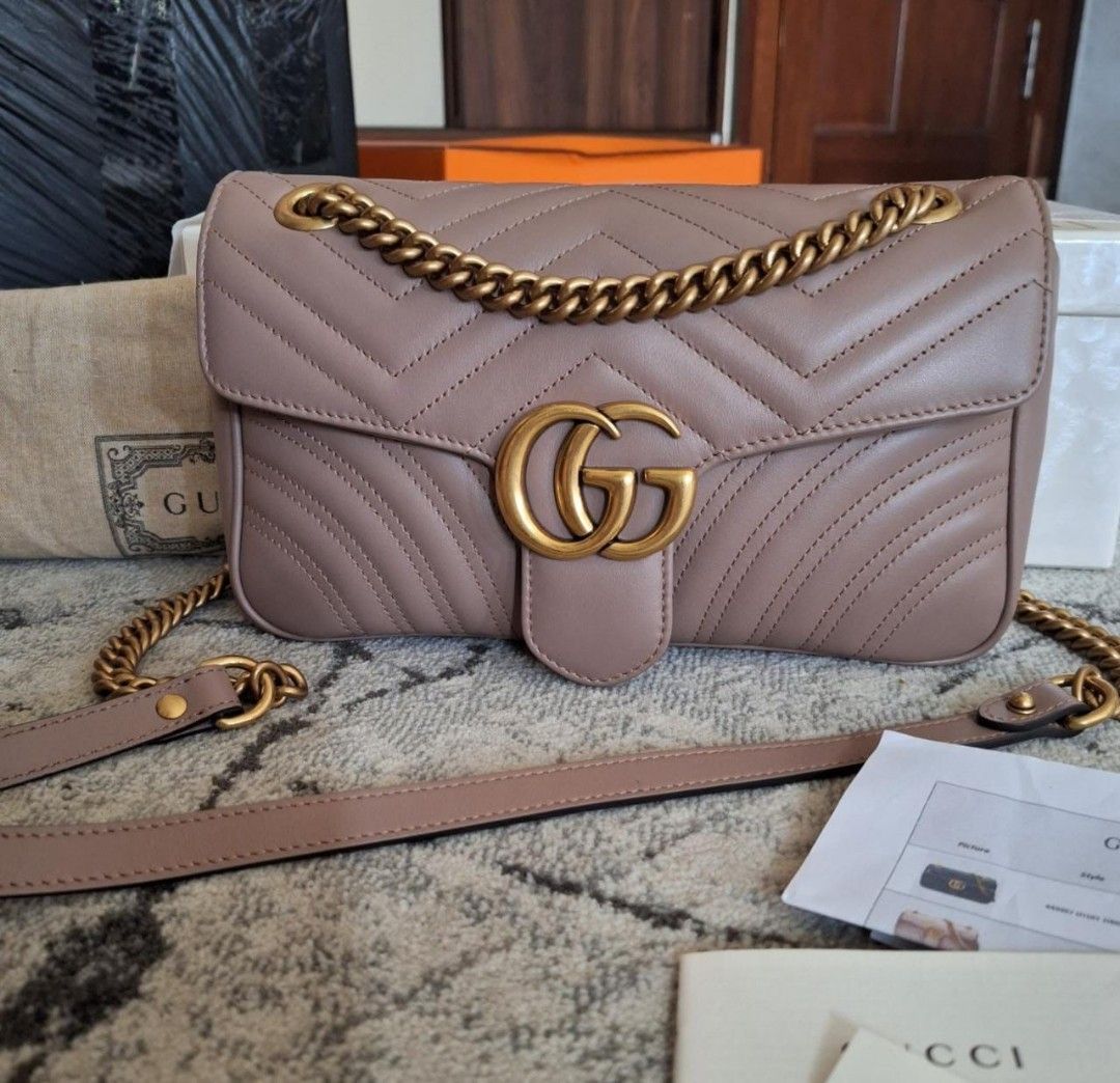 Fast Sale Reprice Good Deal Excellent Gucci Marmont Small Cm Nude