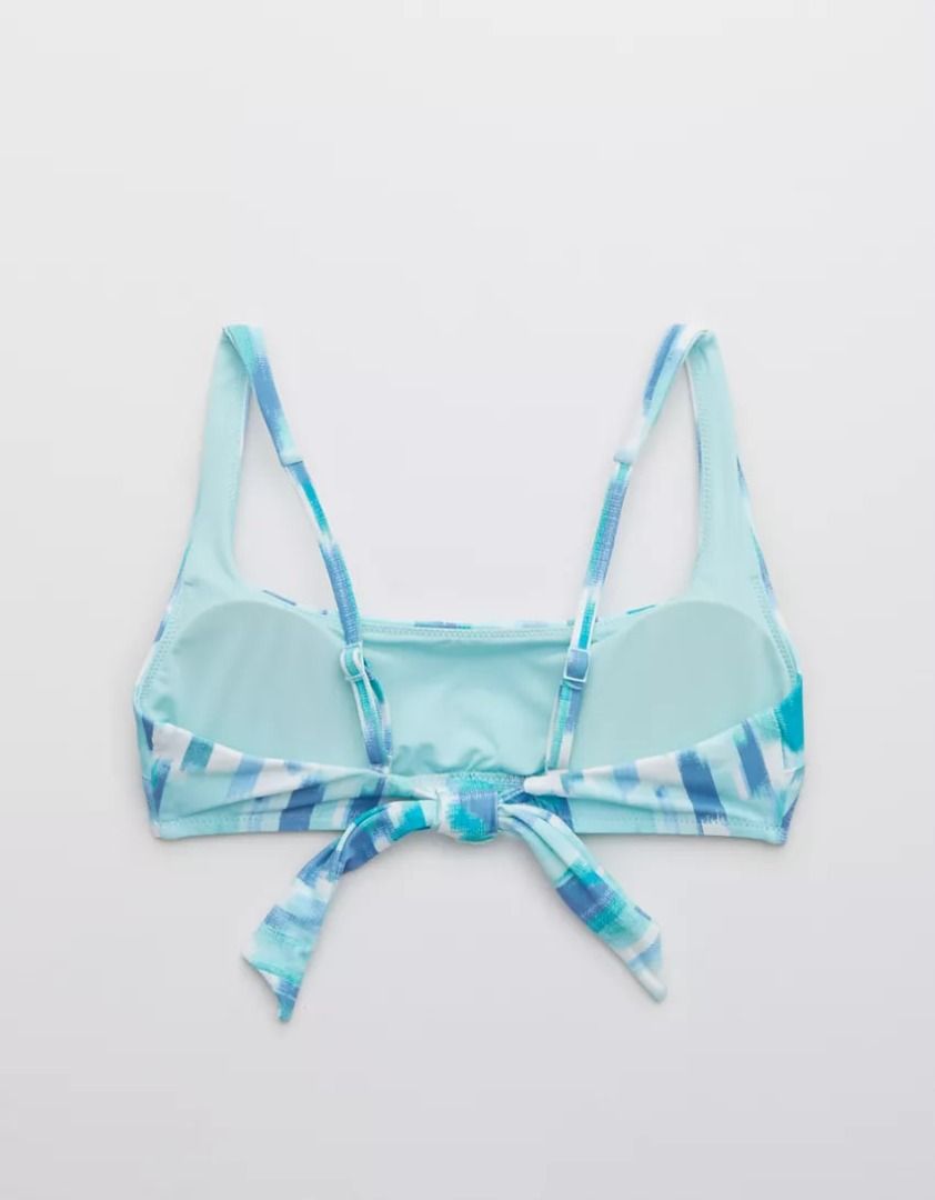 Reject Aerie Tie Back Scoop Bikini Top Blue Mint Fesyen Wanita