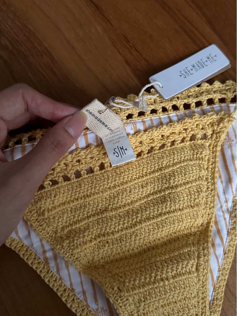 She Made Me Halter Crochet Bikini Set In Sunshine Yellow Women S