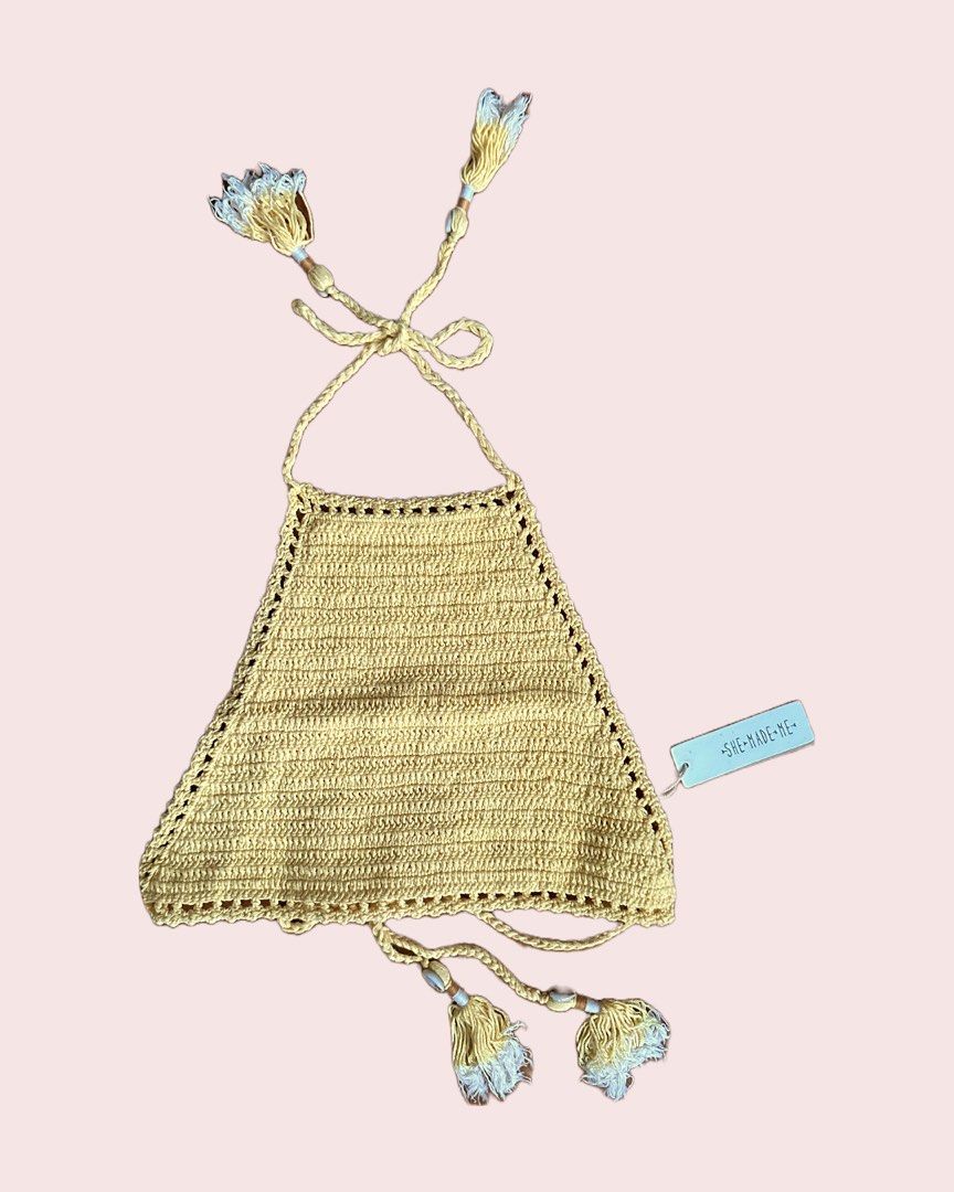 She Made Me Halter Crochet Bikini Set In Sunshine Yellow Women S