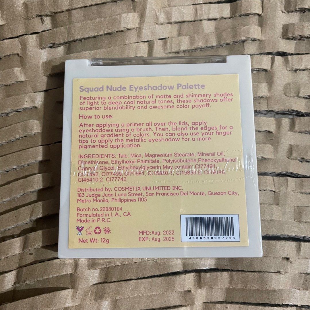 Squad Cosmetics Nude Eyeshadow Palette On Carousell