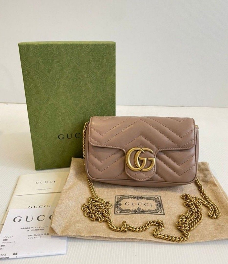 Gucci Marmont Supermini Nude GHW 2022 Baru Pakai 1x On Carousell