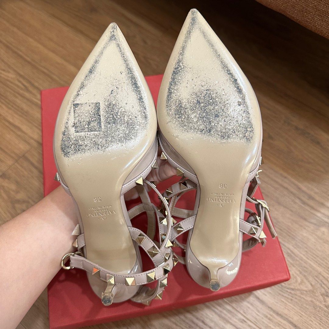 Valentino Kitten Heels Nude Patent Barang Mewah Tas Dompet Di Carousell