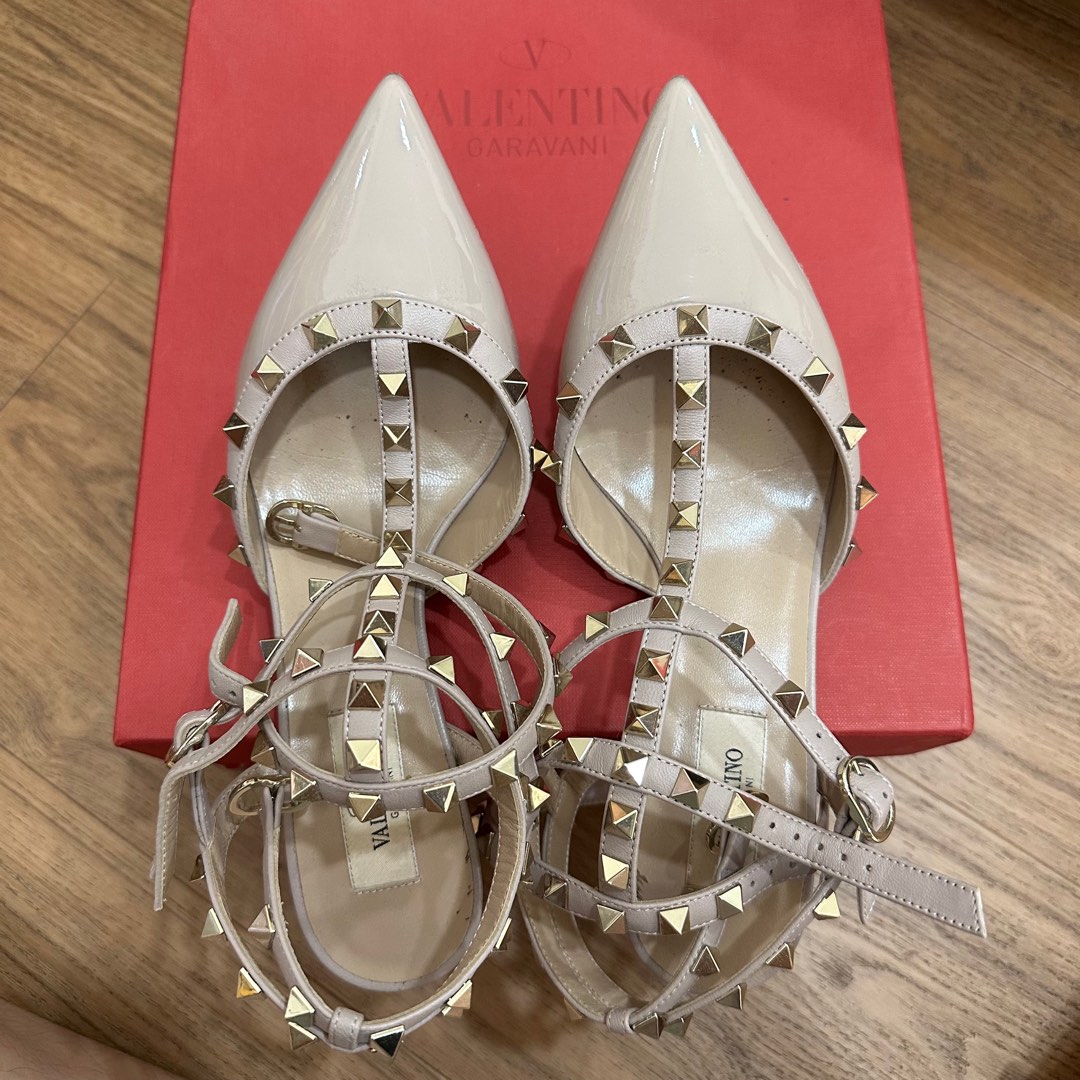 Valentino Kitten Heels Nude Patent Barang Mewah Tas Dompet Di Carousell