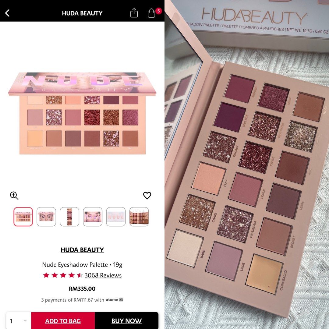 Huda Beauty Nude Eyeshadow Palette Beauty Personal Care Face