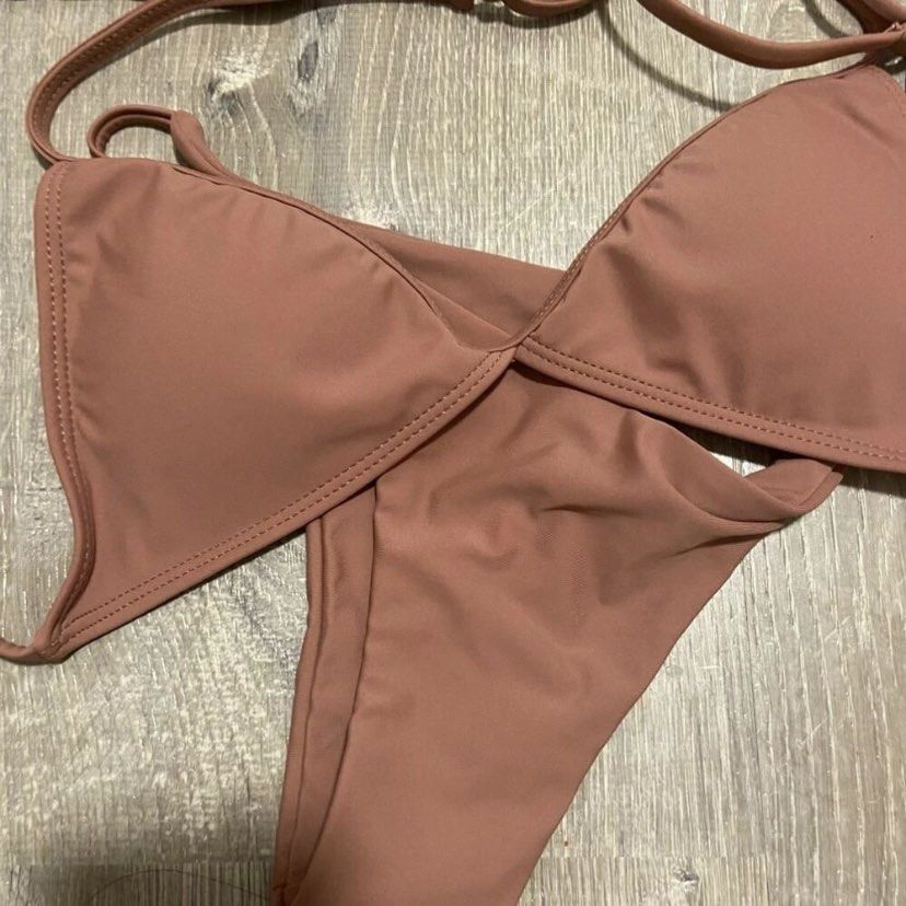 Minimalist Bikini Set Triangle Bra Thong Bottom Piece Bathing Suit On Carousell