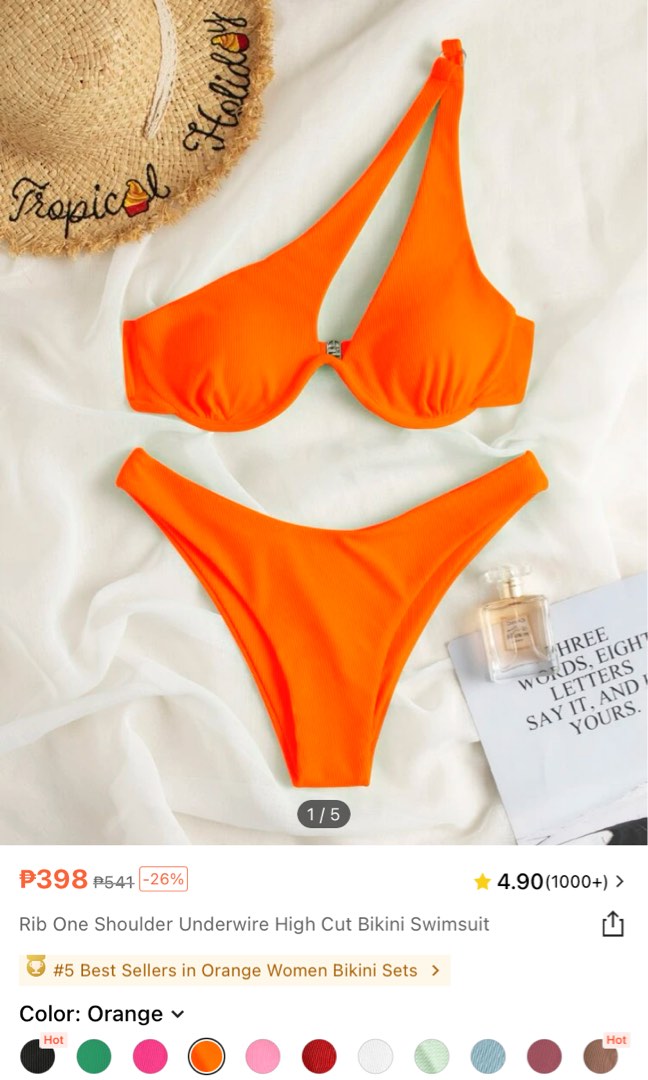 Preloved Rib One Shoulder Underwire High Cut Bikini Swimsuit On Carousell