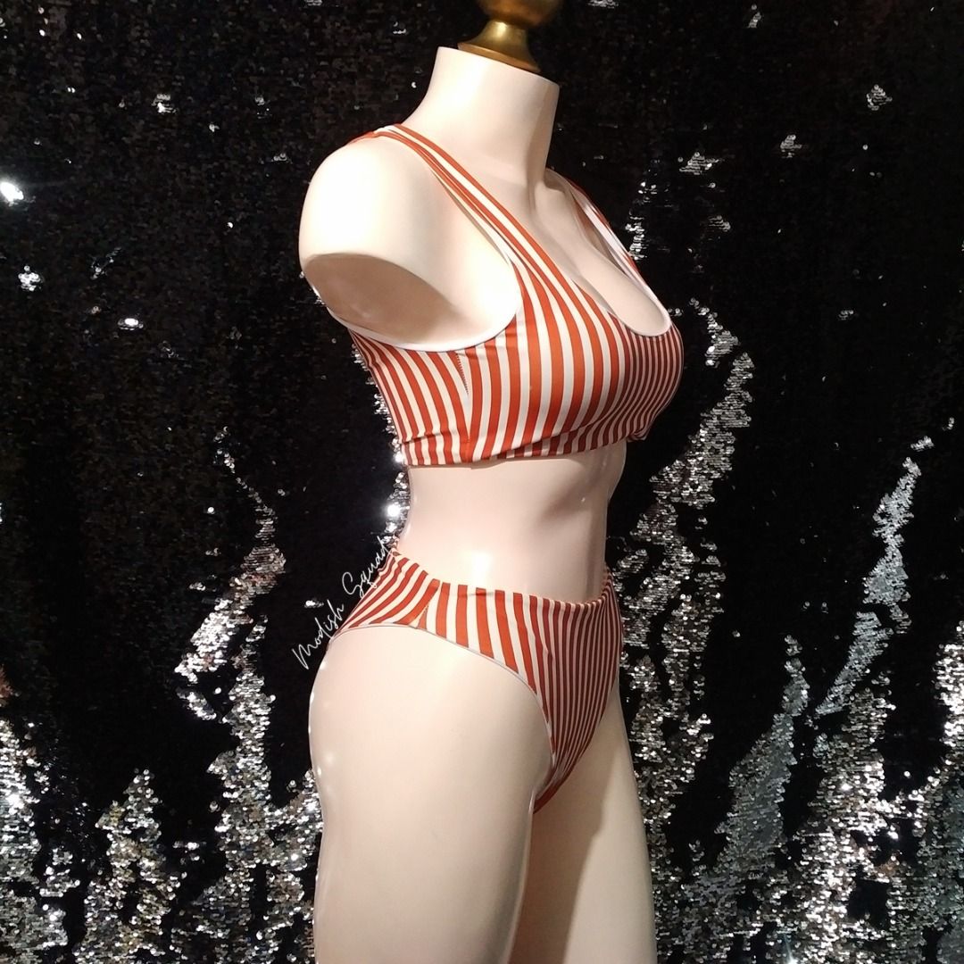 Bnew Bikini Set High Waisted Bikini Stripes Bikini Stripes Swimsuit Retro Bikini Tangga Bikini