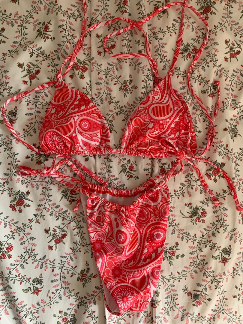 Pink Paisley Printed Bikini Set On Carousell