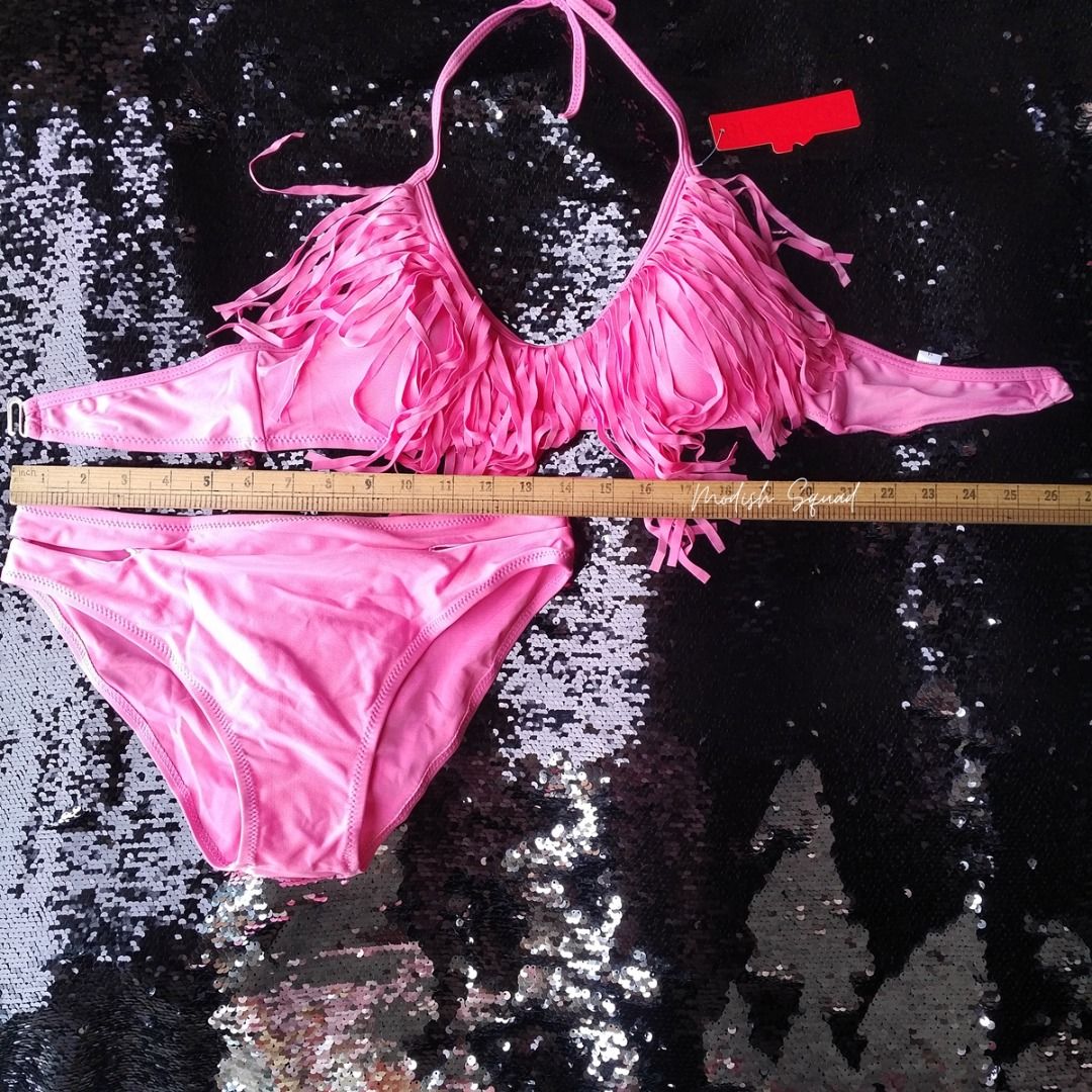 Bnew Pc Bikini Set Pink Bikini Fringe Hide Belly Swimsuit Pink Skimpy