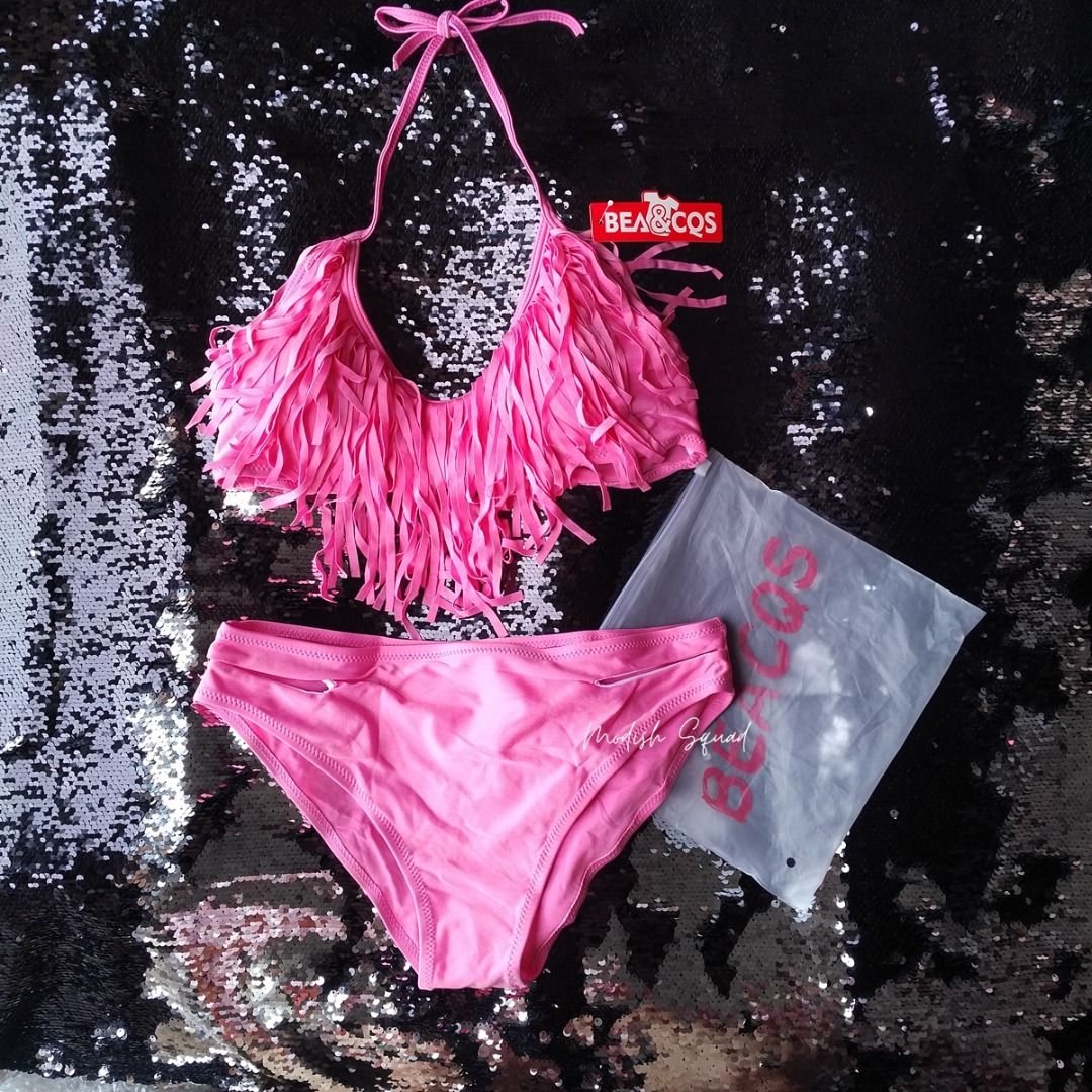 Bnew Pc Bikini Set Pink Bikini Fringe Hide Belly Swimsuit Pink Skimpy