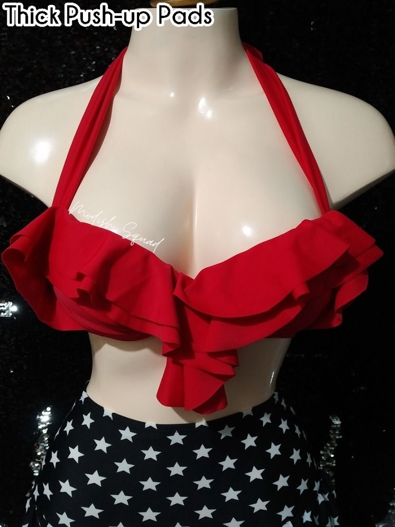 Bnew Thick Pads Push Up Pads Swimsuit Padded Swimsuit Pc Bikini Red Bikini Ruffles Bikini Red