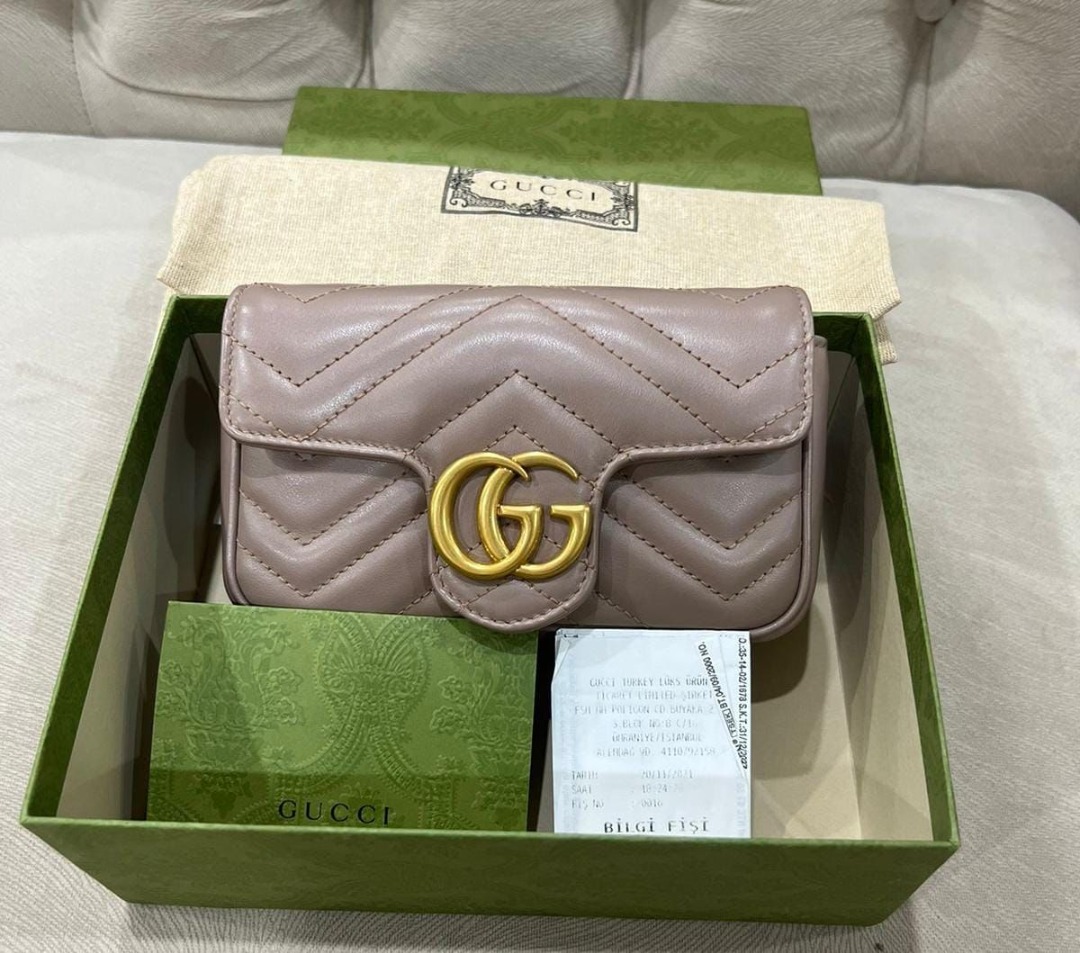 Gucci Marmont Supermini Nude Lengkap Box Db Ori Booklet Receipt