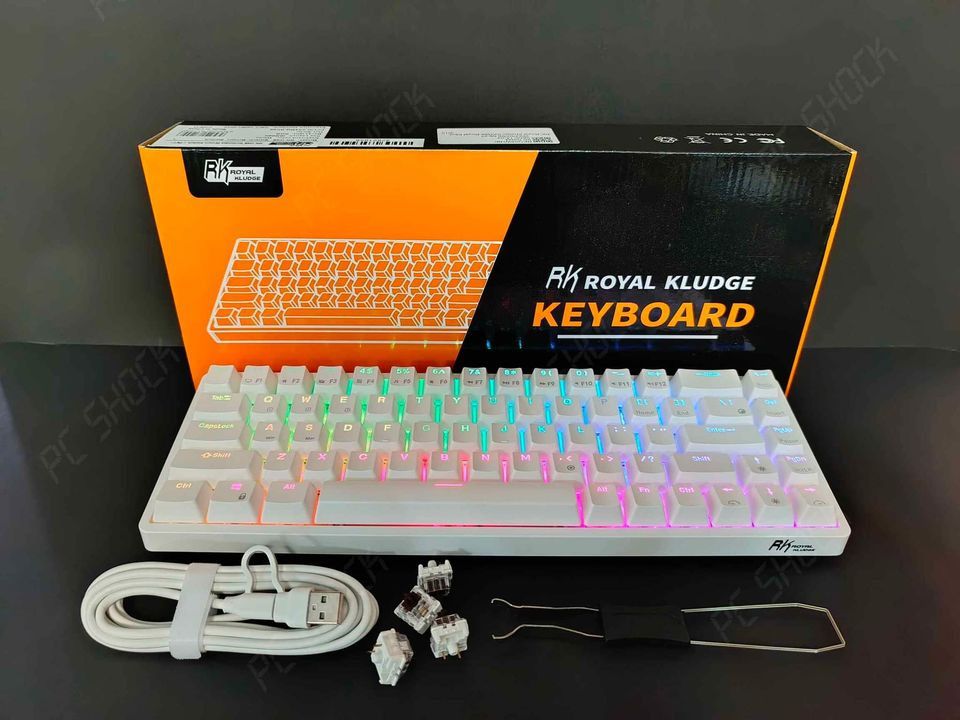 ROYAL KLUDGE RKG68 HOT SWAPABLE MECHANICAL KEYBOARD WHITE B NEW Computers Tech Parts