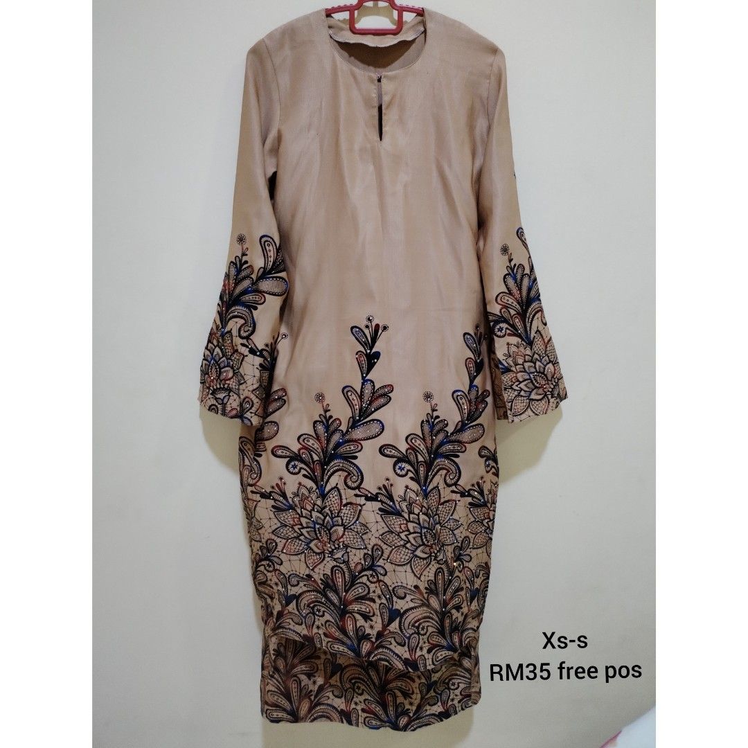 Baju Kurung Brown Nude With Diamond Women S Fashion Muslimah Fashion