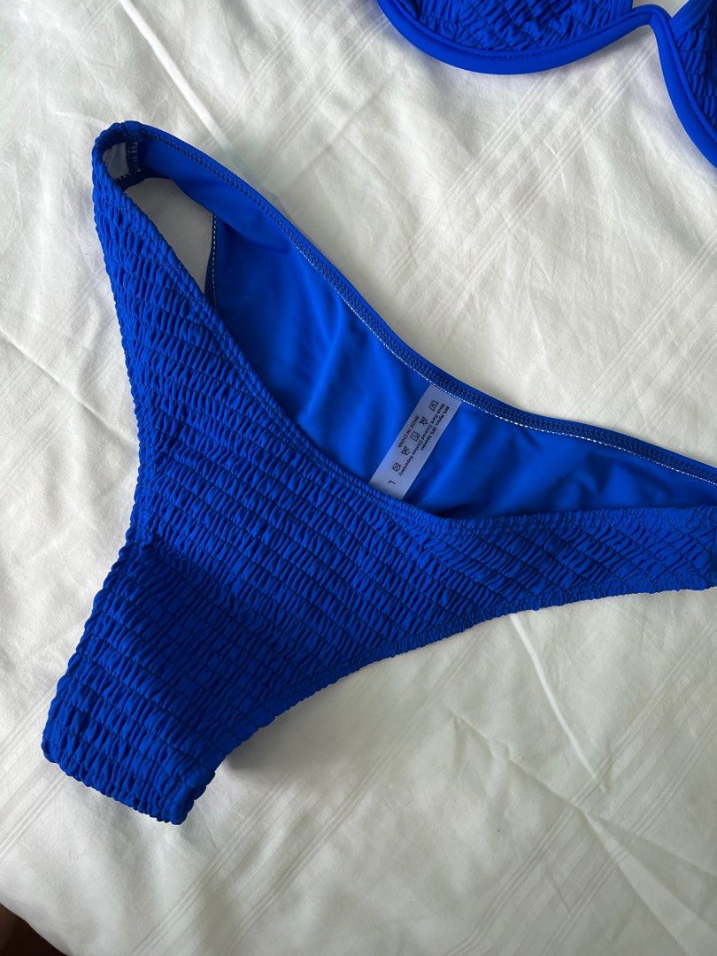Blue Ribbed Bikini Set Women S Fashion Swimwear Bikinis Swimsuits