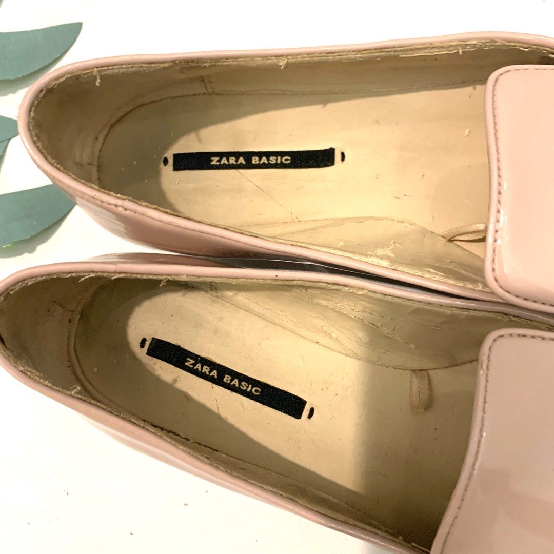 Zara Patent Nude Pointy Flats On Carousell