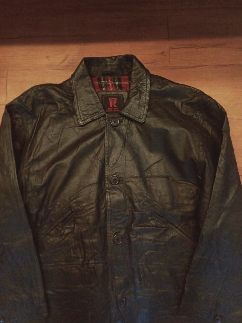 Leather Jacker Red Hot Fesyen Pria Pakaian Atasan Di Carousell