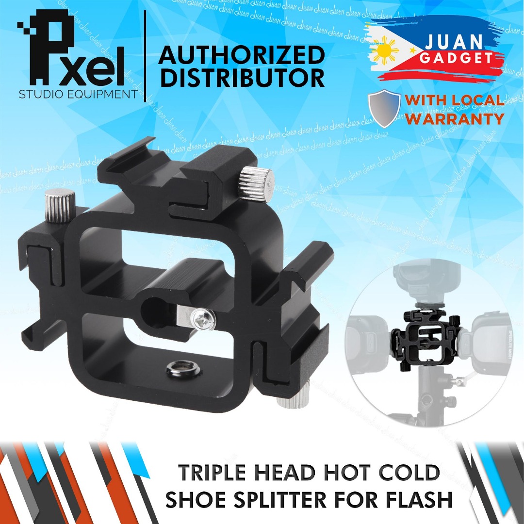 Pxel AA LS1 Triple Head Hot Cold Shoe Splitter Mount Adapter For Camera Flash Speedlite With
