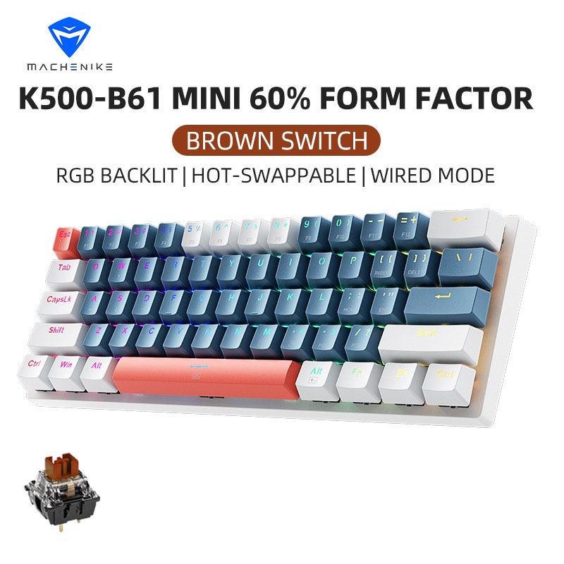 Machenike K B Mechanical Keyboard Keys Wired Keyboard Hot Swappable Rgb Backlit Gaming